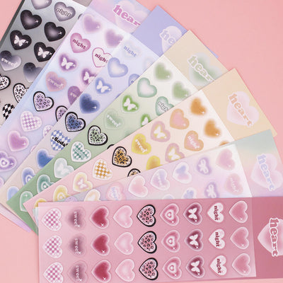7 Sheets Set Heart Deco Stickers - Kawaiienvy – kawaiienvy